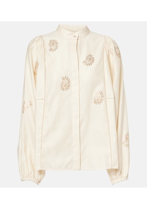 Max Mara Caladio embellished cotton satin blouse