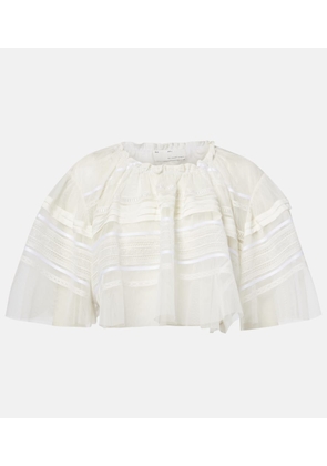 Xu Zhi Gathered lace and tulle crop top