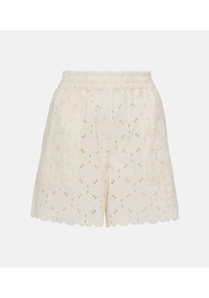 Moncler Broderie anglaise cotton-blend shorts