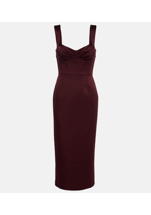 Rebecca Vallance Merlot ruched satin midi dress