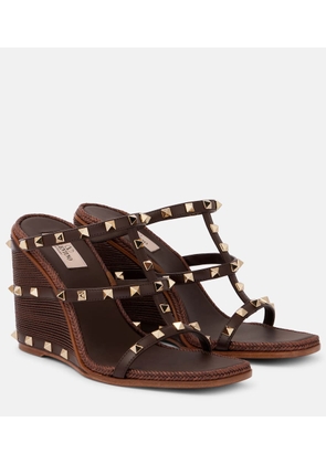 Valentino Garavani Rockstud leather wedge mules