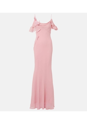 Self-Portrait Floral-applique georgette gown