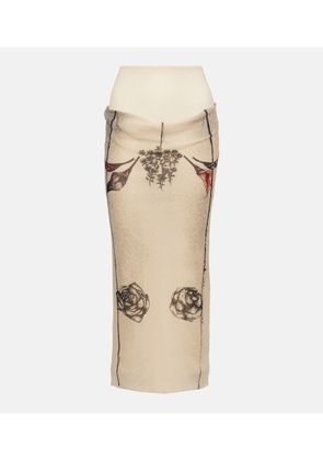 Jean Paul Gaultier Printed jersey midi skirt