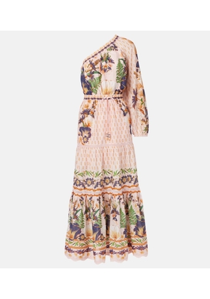 Farm Rio Floral one-shoulder cotton maxi dress