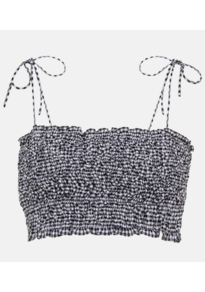 Miu Miu Shirred gingham cotton crop top