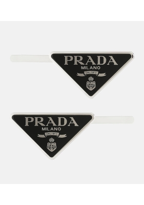 Prada Set of 2 logo hair clips