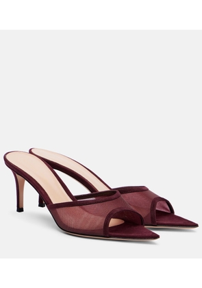Gianvito Rossi Pointy 70 suede and organza mules