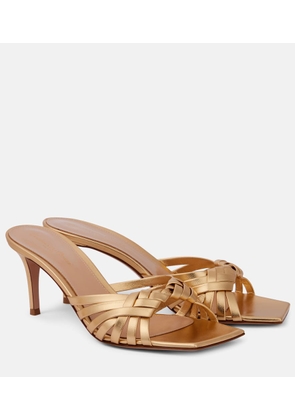 Gianvito Rossi Woven metallic leather mules