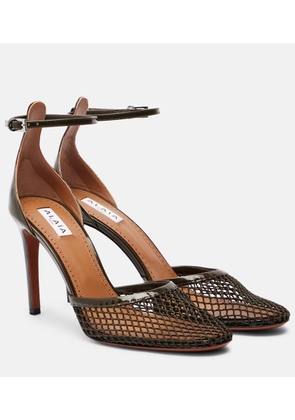 Alaia 90 mesh and patent leather pumps