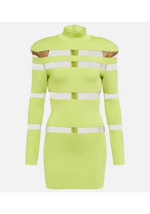 Balmain Turtleneck mesh-paneled minidress