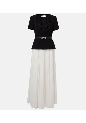 Self-Portrait Belted pleated chiffon maxi dress