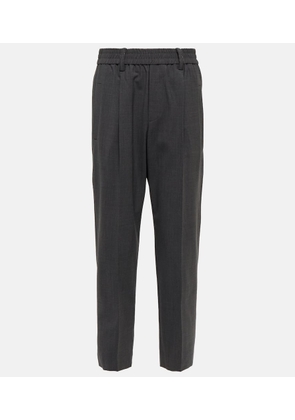 Brunello Cucinelli High-rise tapered wool-blend pants
