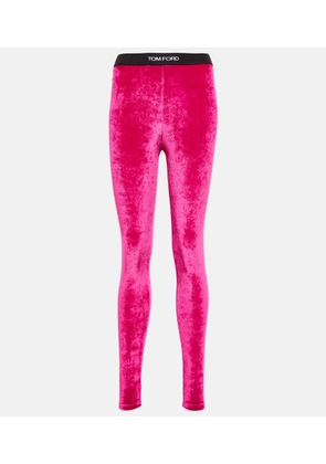 Tom Ford Logo velvet leggings