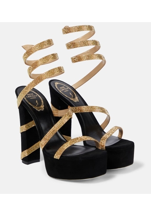 Rene Caovilla Embellished suede-effect platform sandals