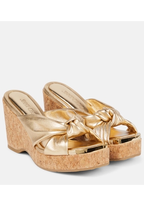 Jimmy Choo Avenue metallic leather wedge sandals