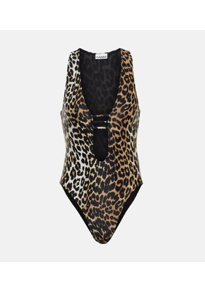 Ganni Leopard-print swimsuit