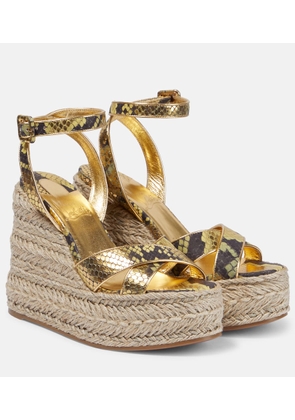 Christian Louboutin Mariza snake-print leather espadrille wedges
