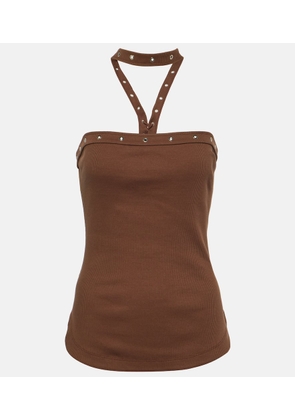 The Attico Ribbed-knit halterneck jersey top