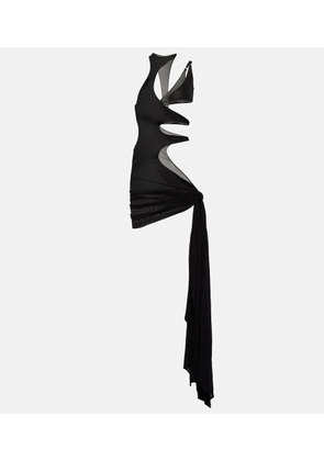 Mugler Asymmetric cutout crepe beach dress