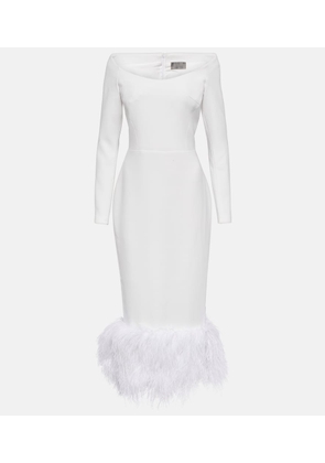 Rasario Feather-trimmed crepe midi dress