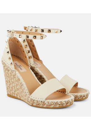 Valentino Garavani Rockstud 105 leather espadrille wedges