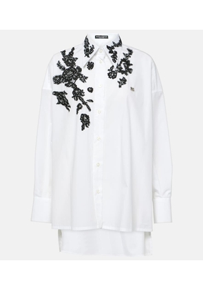 Dolce&Gabbana Lace-applique cotton poplin shirt