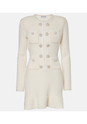 Self-Portrait Embellished waffle-knit minidress