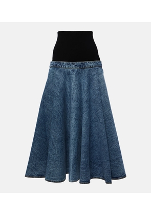 Alaia Denim and cotton jersey midi skirt