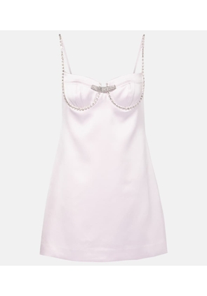 Self-Portrait Embellished satin minidress