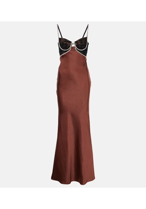 Self-Portrait Embellished satin gown