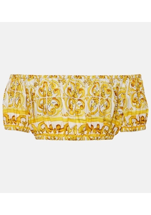 Dolce&Gabbana Majolica off-shoulder cotton crop top