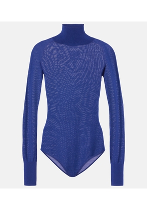 Alaia Sheer turtleneck wool bodysuit