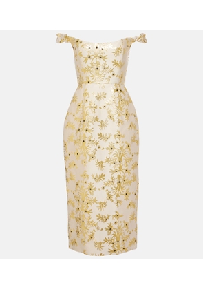 Markarian Amina off-shoulder silk-blend midi dress