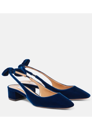 Aquazzura Very Bow Tie 35 velvet slingback pumps