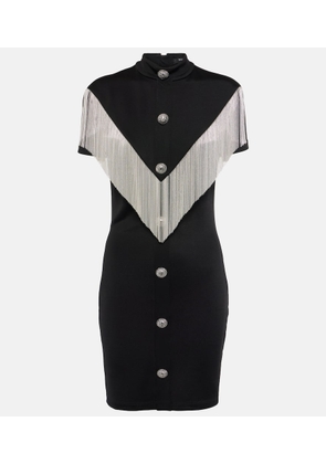 Balmain Embellished fringed jersey minidress