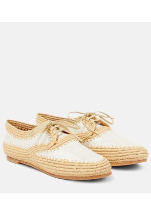 Clergerie Idana leather-trimmed straw brogues