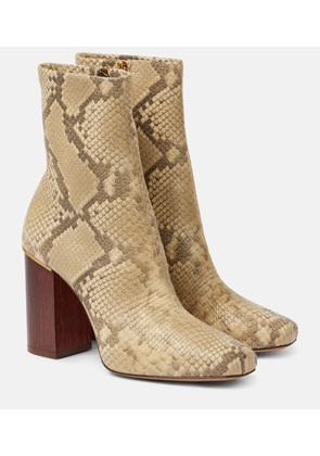 Chloe Ambre snake-effect leather ankle boots