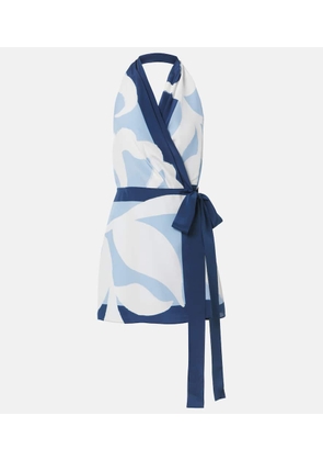 SIR Portia printed silk satin wrap dress