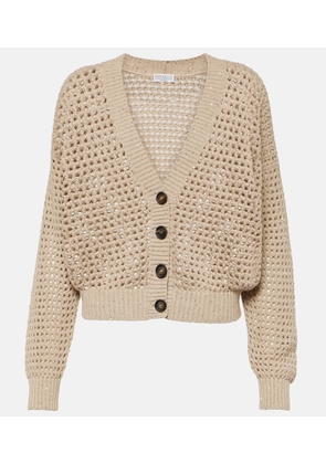 Brunello Cucinelli Sequined open-knit cotton-blend cardigan