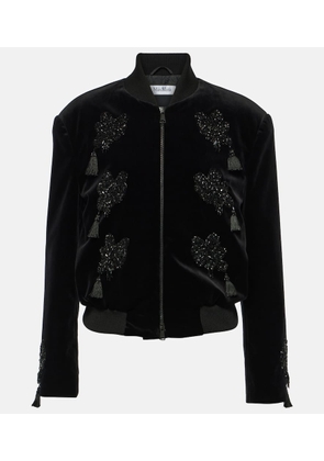 Max Mara Musette embroidered velvet bomber jacket