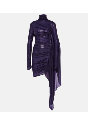 Mugler Asymmetric draped chiffon minidress