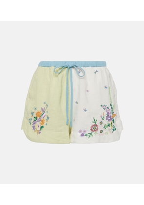 Alemais Willa embroidered linen shorts