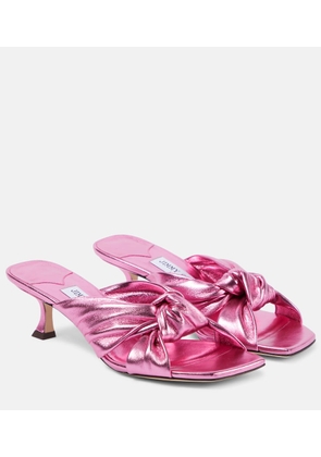 Jimmy Choo Avenue 50 metallic leather mules