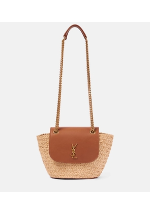 Saint Laurent Manon Mini raffia and leather shoulder bag