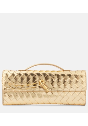 Bottega Veneta Andiamo Intrecciato metallic leather clutch