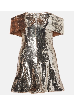 Self-Portrait Off-shoulder sequined minidress