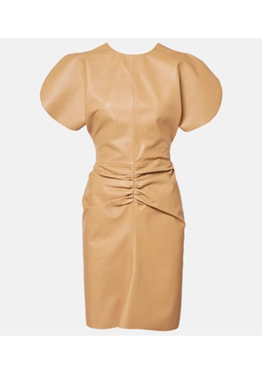 Victoria Beckham Ruched leather cocktail dress