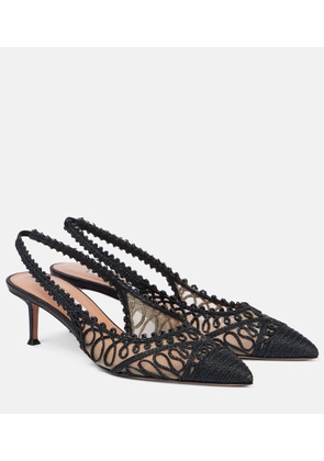 Aquazzura Kahlo 50 raffia-effect slingback pumps