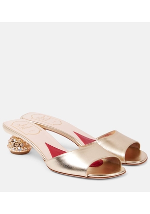 Roger Vivier Embellished metallic leather mules