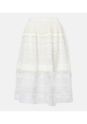 Xu Zhi Gathered lace and tulle midi skirt